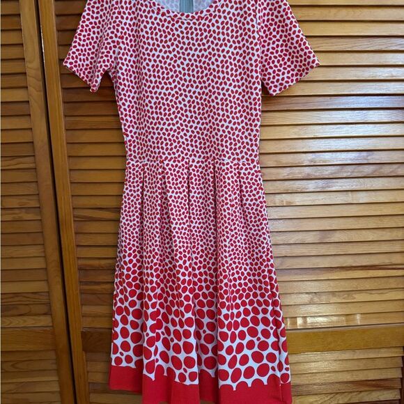 LuLaRoe Red and White Polka Dot Amelia Dress - Picture 1 of 4